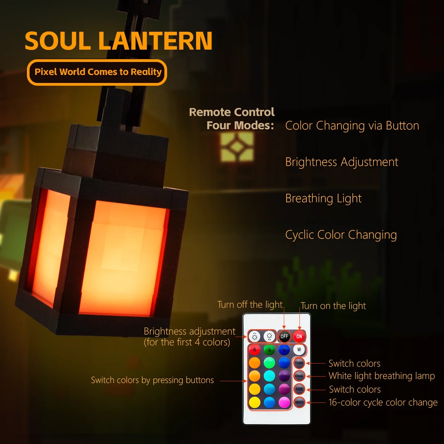 RGB Portable Minecraft Lantern Night Light