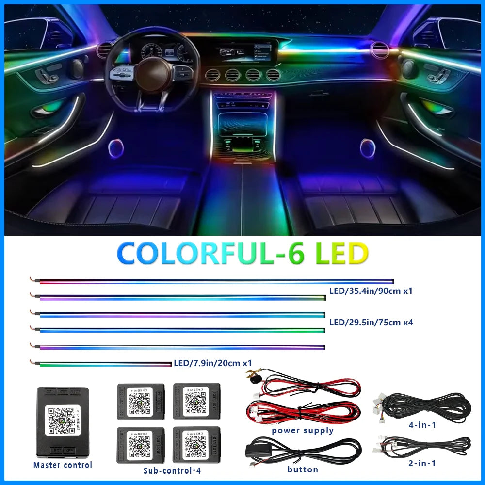 18-in-1 RGB Car Ambient Light Kit – Dual Zone Symphony LED Strips