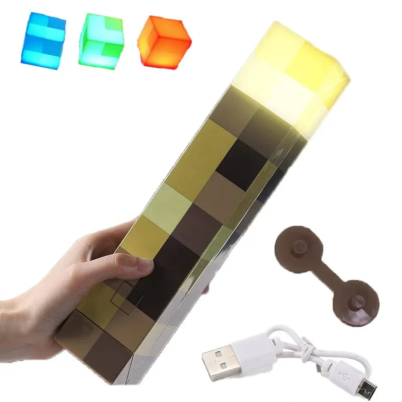 Minecraft 4 Color LED Torch Light - USB Rechargeable