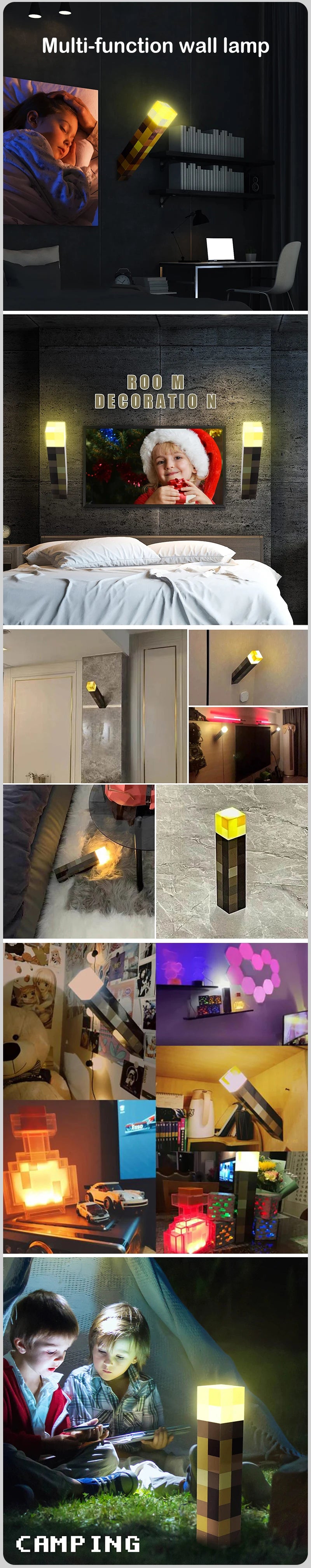 Minecraft 4 Color LED Torch Light - USB Rechargeable