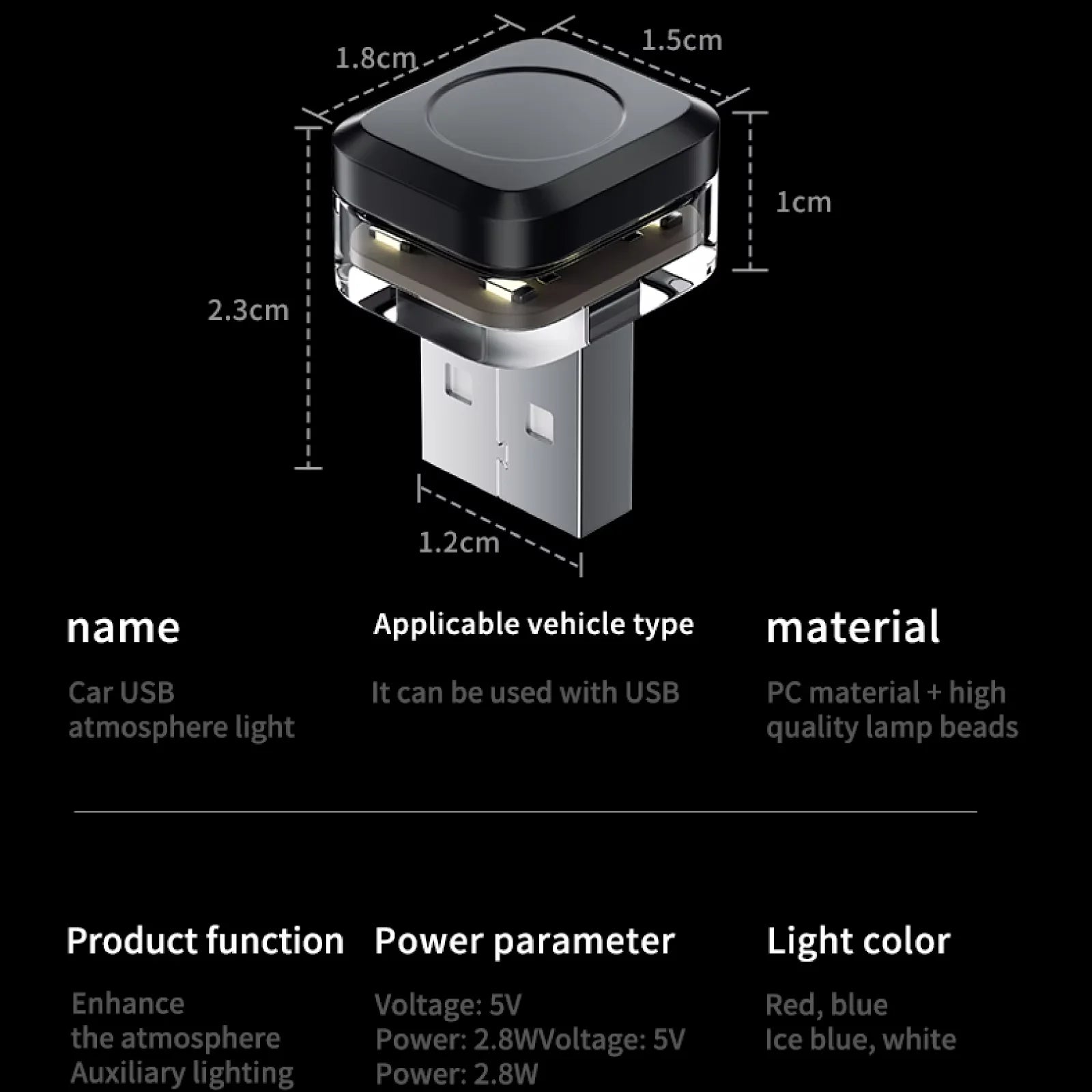 Universal USB Car LED Light